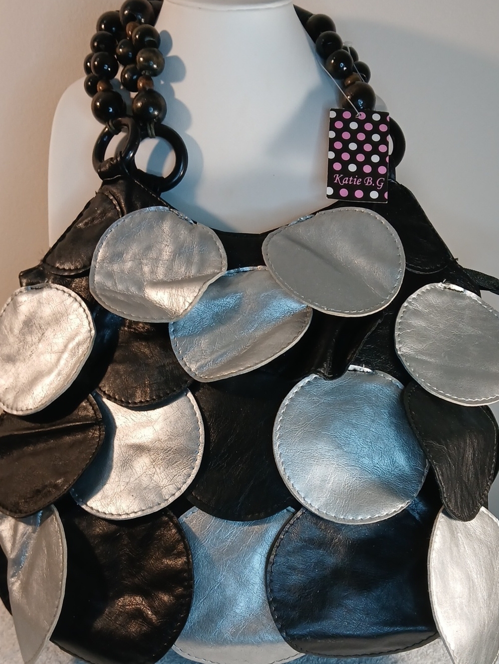 Black & Silver Faux Leather-Accent Women's Handbag
